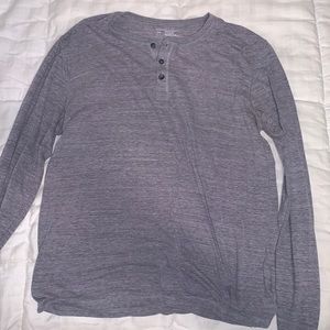 Men’s Gray Henley Long Sleeve Tee Shirt